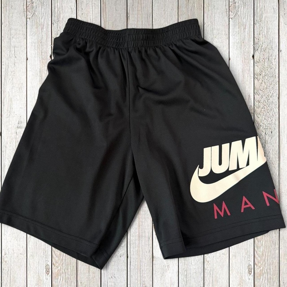 Jordan Youth Jumpman Logo Basketball Shorts Black Red White Size L